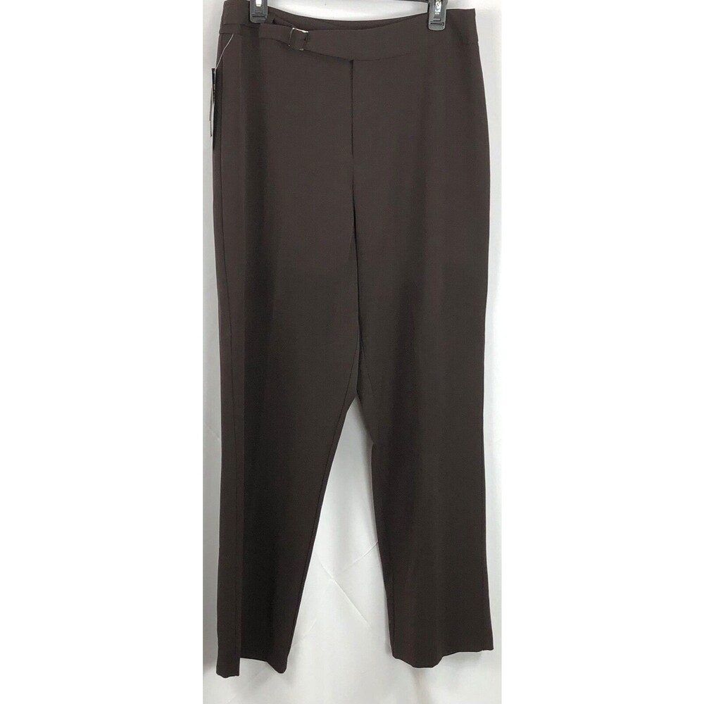 NWT Briggs NY Slacks Pants 14 Brown Straight leg 32"W 32"In flat front career